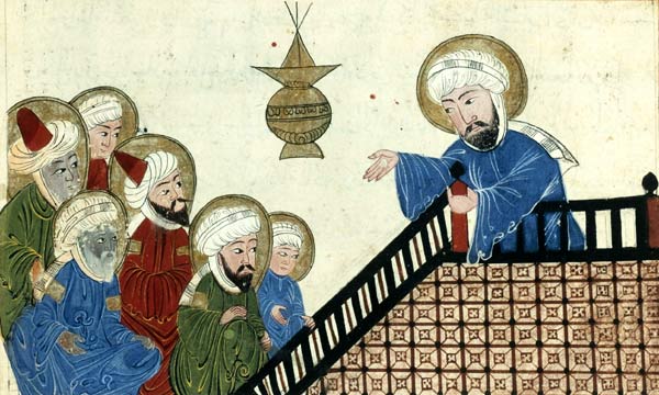 A page from a 15th-century illustrated copy of a book by Al-Bīrūnī, depicting Muhammad at the Farewell Pilgrimage